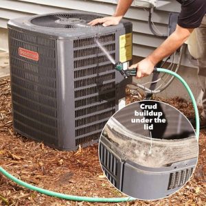 Wash the outside unit Air Conditioner